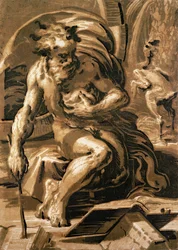Diogenes, graviert von Ugo da Carpi (1470-1532)